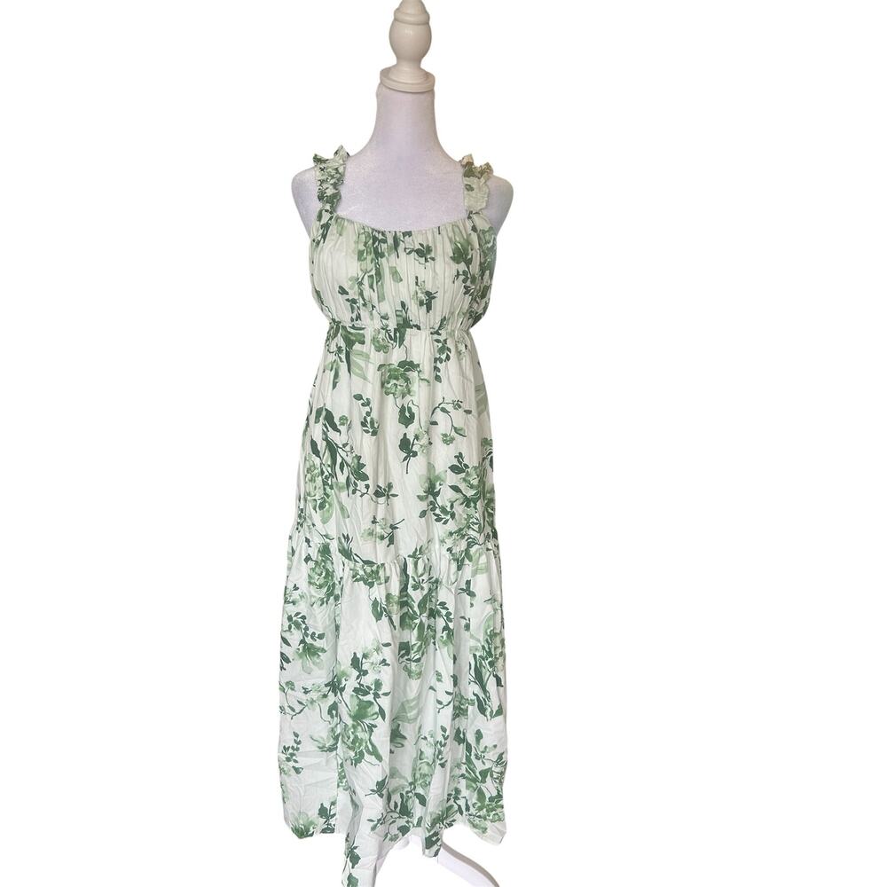 Abercrombie & Fitch Green Floral Maxi Dress, Size MP, Cottagecore,